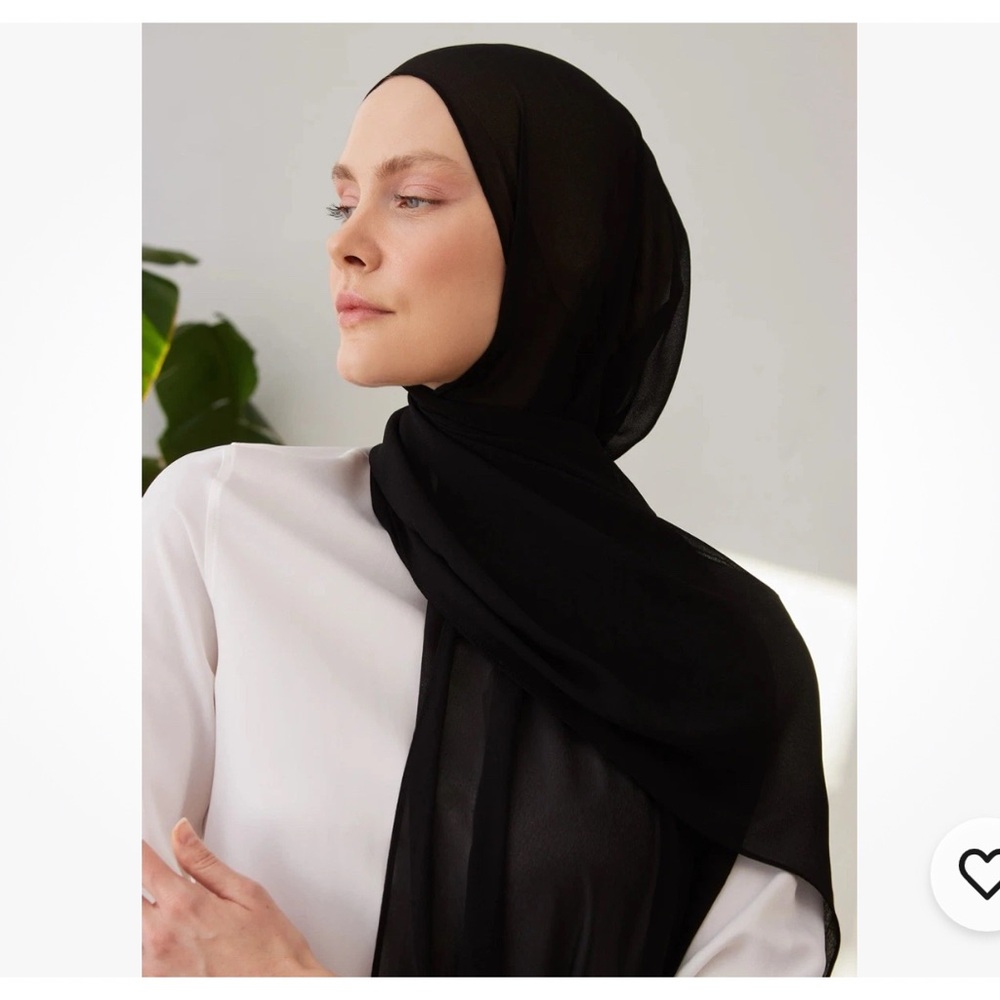 Premium Large Sz Chiffon Rectangle Hijab In Black For Women